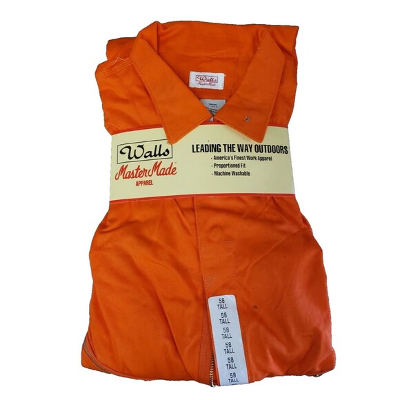 Walls Master Made Mens Coveralls Long Sleeve Snap Button Orange Size 58 Tall - Picture 1 of 2